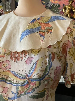 Vintage 80s Leslie Fay Butterfly Floral Print Cottagecore Dress Size 10 - Image 1 of 4