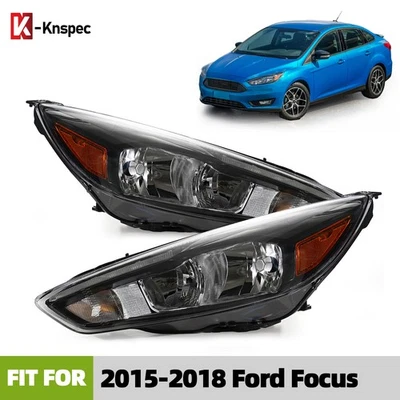 Upgrade Halogen Headlights For 2015-2018 Ford Focus Black Housing Left+Right Foto 1 de 4