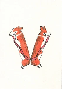 CARTA ACEO 27 RYTA IMPRESIÓN DE PINTURA GALESA CORGI ALFABETO ÁLBUM DE RECORTES - Imagen 1 de 1