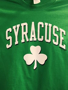 SU SYRACUSE Orange T Shirt Green St. Patricks Day Clover Cotton Adult Size NWT - Picture 1 of 6
