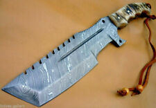 14" Handmade Damascus Steel Survival Tactical Hunting Bowie Tanto Tracker Knife
