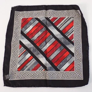 Pañuelo cuadrado de bolsillo vintage para hombre 100 % seda 12x12 rojo negro gris Italia - Imagen 1 de 3
