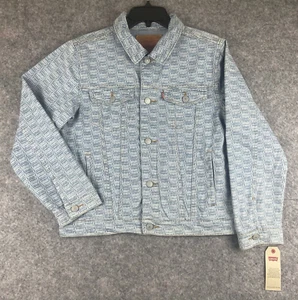 Levi's Jean Jacket Kids Youth Size Medium Allover logo Print Stretch Cotton - Picture 1 of 19