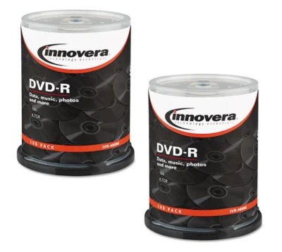 Lote de 200 discos grabables Innovera DVD-R, 4,7 GB, 16x, husillo, plateados sellados Foto 1 de 3