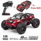 REMO 1/16 RC Monster Truck 2.4Ghz 4WD Off-Road Brushed Remote Control Car Red