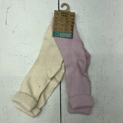 Paquete de 2 calcetines Pepco Baby beige rosa algodón orgánico EUR bebé niña talla 22-24 4T Foto 1 de 2