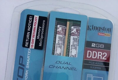 🌟NEW🌟KINGSTON PC2-4200 2 X 1 GB DIMM 533 MHz DDR2 SDRAM MEMORY KVR533D2K2/2GR - Image 1 of 4