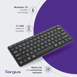 Targus Compact Multi-Device Bluetooth Antimicrobial Keyboard - AKB862US - Picture 1 of 8