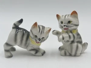 Vintage Kitten Cat Figurines Porcelain Japan Set Tiger Stripe Playful - Picture 1 of 6