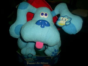 VINTAGE BLUE'S CLUES POSE A BLUE STUFFED ANIMAL TOY POSEABLE ~ RARE ITEM NIB - Picture 1 of 7