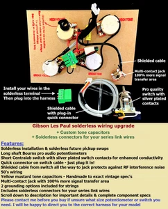 Gib LP Special Solderless Wiring Upgrade + Long Shaft Potentiometers+ Short 3x - Picture 1 of 11