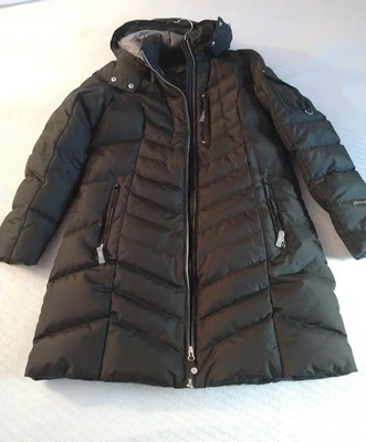 Eddie Bauer Down Puffer Parka Long Winter Coat Size Large Black Removable Hood - Image 1 of 4