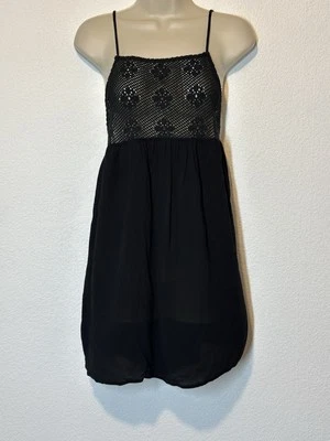 Кукла Y2KLarge черная вязаная крючком с бретелью через шею верхняя прихотливая фея гранж фестиваль - Изображение 1 из 4