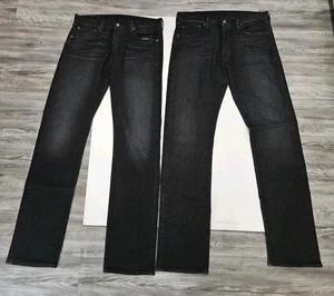 Levis 501 Jeans Mens 34x36 Black Regular Straight Dark Wash Denim Western Fly X2 - Picture 1 of 8