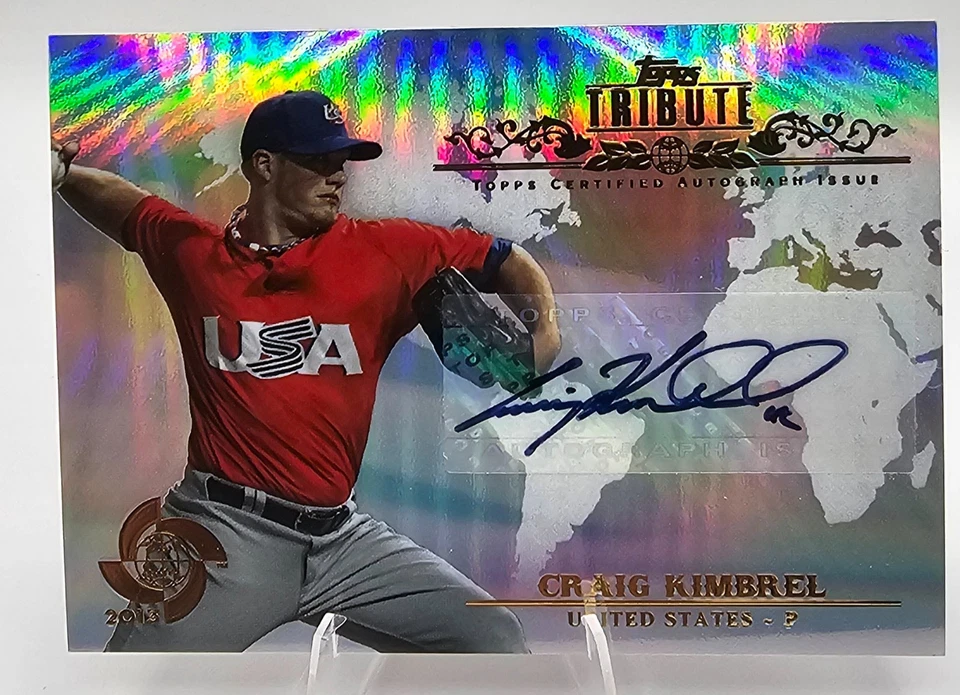 2013 Topps Tribute Craig Kimbrel Auto Equipo de Estados Unidos Clásico Mundial de Béisbol Bravos AU Foto 1 de 2