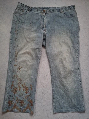 2 tolle Damen Stretch Jeans, Gr. 52/54, in blau mit Pailletten, schwarz - Bild 1 von 3