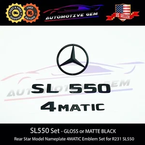 SL550 4MATIC Rear Star Emblem Black Letter Badge Logo Sign for AMG Mercedes R231 - Picture 1 of 2