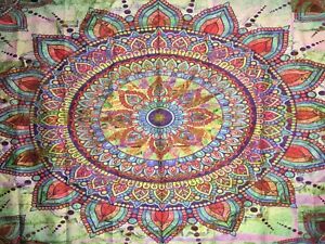 NEW 60” x 40” Trippy Colorful Stained Glass Look Mandala Tapestry Wall Decor