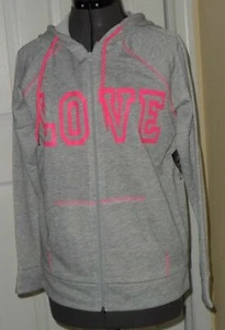 *BOBBIE BROOKS SWEATSHIRT GR. M GRAU "LOVE" ROSA KAPUZE REISSVERSCHLUSS VORNE LEICHT - Bild 1 von 2