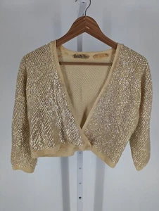 Laura Aponte for Saks Fifth Avenue Vtg 60s Italian Sequin Knit Cardigan Sweater - Picture 1 of 8
