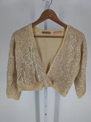 Laura Aponte for Saks Fifth Avenue Vtg 60s Italian Sequin Knit Cardigan Sweater - Image 1 of 4