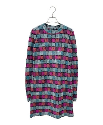 Auténtico vestido tejido alpaca manga larga púrpura x azul CHANEL para mujer Foto 1 de 4