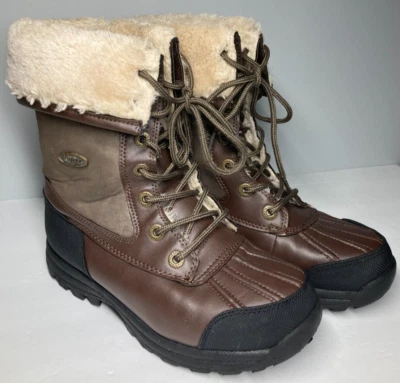 Botas Lugs Tambora Para Mujer 6 Marrón Crema Invierno Nieve Con Cordones Piel Sintética Forradas Foto 1 de 4