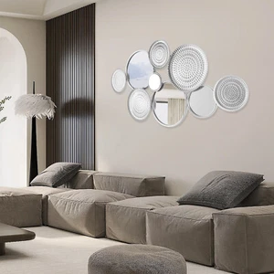 Art Silver Wall Decorative Mirror Wall Mirror for Entryway Bedroom Home Decor - Picture 1 of 15
