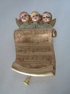 Vintage Wall Papier Mache Music Box Angels Silent Night 10.50"T Hong Kong 1950's - Picture 1 of 10