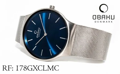 OBAKU Denmark Men's Watch V178GXCLMC Stainless Steel Milanese Strap Face Blue - Image 1 of 4