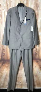 NWT Perry Ellis MINA2 Men's Slim Fit Light Grey Micro Strip Dress Suit 38R x 32W - Picture 1 of 12