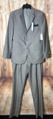 NWT Perry Ellis MINA2 Men's Slim Fit Light Grey Micro Strip Dress Suit 38R x 32W - Image 1 of 4