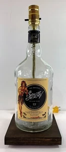SAILOR JERRY 1.75L Large Liquor Bottle TABLE LAMP Light Wood Base Bar Lounge - Picture 1 of 9