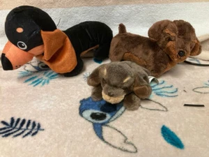 set of Sausage Dog Plush Soft Toy Teddy Bear 30cm Dachshund - Gosh! Designs - Picture 1 of 3
