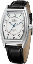 WINNER Men's Automatic Watch Date Function Tonneau Shape Leather Wrist Watch