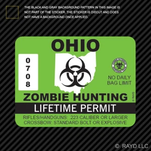 Ohio Zombie Hunting Permit Sticker Die Cut Decal outbreak response team - Picture 1 of 1