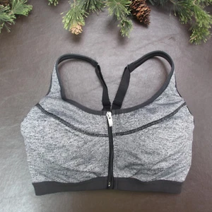 Victoria's Secret Sports Bra 32DD Gray Pink Padded Wireless Zip Front - Picture 1 of 12
