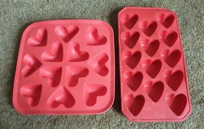 Silicone Red Heart Mould Ice Cube Trays- set of 2 - Preowned - Image 1 of 3