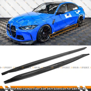 For 21-25 BMW G80 M3 G82 G83 M4 Real Carbon Fiber Side Skirt Extension Splitters - Picture 1 of 6