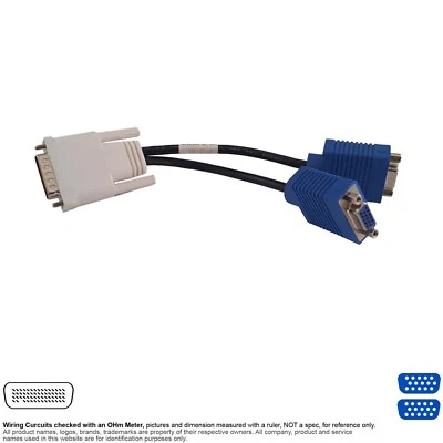 Adapter Video D-Sub DMS 59 Pin DMS59 Dual VGA HD 15 Pin HD15 Y Cable HP 338285 - Image 1 of 2