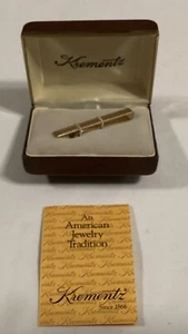 Clip de broche de corbata superpuesto de oro de 14 k Krementz en caja original - Imagen 1 de 10