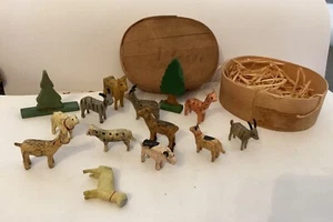 Alt Reifentiere Holz Erzgebirge Handarbeit Spandose um 1900 - Bild 1 von 9