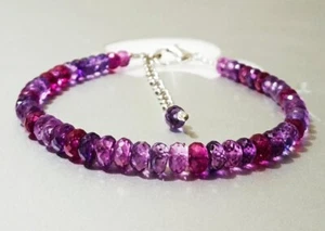 AAAA+ Qualität Lila Saphir 925 Sterling Silber Armband Rondell Perlen, 5-6 mm - Bild 1 von 4