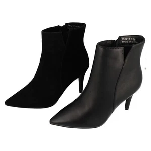 Mujer Spot On Tacón Alto Botines de Piel con Cremallera Lateral: F51212 - Imagen 1 de 16