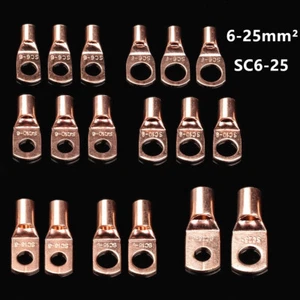100PCS Copper Lug Ring Wire Connectors SC6-25 Bare Electric Crimp Terminal Kits - Picture 1 of 20