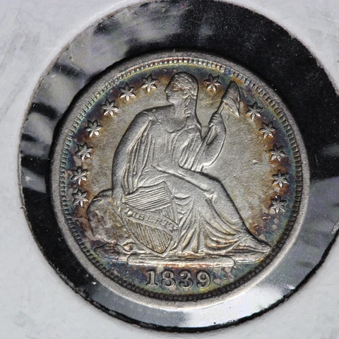 1839-O Seated Liberty Silver Half Dime CHOICE AU+ TONED E180 QNMA Cover