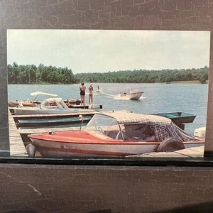 Vintage Postcard Cherokee Village Speedboats on Lake Sequoyah Hardy KS Kansas - Picture 1 of 3