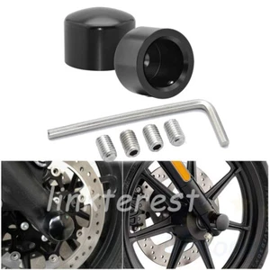 Black Thick Cut Front Wheel Axle Nut Cover Cap Bolt for Harley Davidson Univesal - Foto 1 di 12
