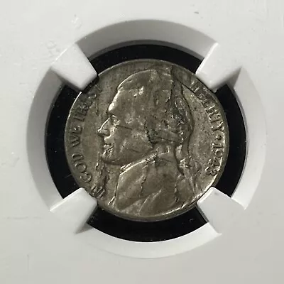 1943 5C ERROR OBVERSE & REVERSE LAMINATION NGC FINE DETAILS SCRATCHES WAR NICKEL - Image 1 of 4