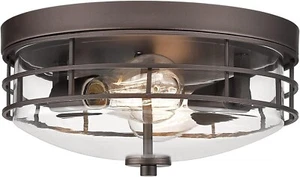 Femila Flush Mount Ceiling Light Farmhouse Industrial Fixture Oil Rubbed Bronze - Picture 1 of 8